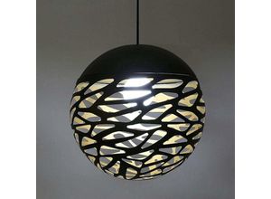 6277291880954 - Longziming - Schwarze industrielle Hängelampe Metall schwarze Kugel hohle Retro-Pendelleuchte E27-Metall-Anhänger Deckenlampenschirme für Bar