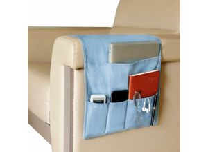 6277291882019 - Longziming - Sofa-Sessel-Organizer Fernbedienungshalter Sofa-Armlehnen-Caddy mit 5 Taschen Armlehnen-Hänge-Aufbewahrungstasche für Zeitschriften