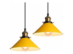 6277291882460 - Longziming - 2er-Set Retro-Kronleuchter Pendelleuchte Vintage-Stil 22 cm Metall-Deckenlampenschirm industrielle E27-Deckenlampe für Wohnzimmer