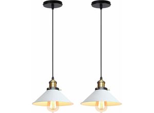 6277291882637 - Longziming - 2x Retro Pendelleuchte Industriedesign Edison Deckenleuchte E27 Metall Kronleuchter Hängelampe ø 22cm (Weiß 2 pack)