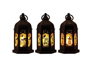 6277335567797 - Alovez - Stück Halloween-Kerzenlaternen LED-Hängelaterne tragbare batteriebetriebene Lampe Halloween-Party-Dekoration