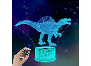 6286529327215 - Mumu - 3D Dinosaurier Nachtlampe Spinosaurus Illusion led Nachttischlampe 16 Farben Fernbedienung Geschenk