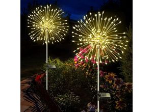 6286529331991 - Mumu - Solarleuchten für den Außenbereich Garten 2 Stück 120 LEDs Solar-Feuerwerk 8 Modi wasserdichtes Licht Solar-Löwenzahnlampen für Garten