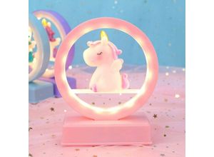 6286529360991 - Mumu - LED-Nachtlicht Einhorn Spieluhr mit LED-Licht Einhorn Tischlampe für Mädchen Geburtstag Weihnachtsgeschenk (1 Stück rosa)