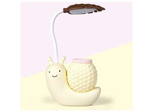 6286529365125 - Mumu - Cartoon Schnecke led Tischlampe usb Augenpflege Tischlampen mit Stifthalter Niedlicher Stift Behälter Nachtlampe usb für Home Night (Gelb)