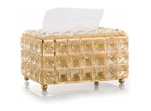 6294119129804 - Qiedie - Kristall-Taschentuchbox-Halter Kristallwürfel Serviettenspender Schlafzimmer Büro Hotel Café Café Heimbar Diamant-Glitzerboxen Gold