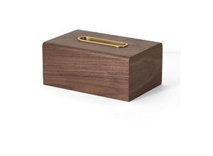 6294119130275 - Qiedie - Massive Holz-Messing-Taschentuchbox Wohnzimmer leichte Serviettenbox Büro praktische Papier-Auffangbox Zuhause Auto Taschentuchbox –