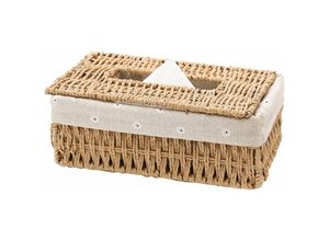 6294119130305 - Qiedie - Kreative handgefertigte Rattan-Taschentuchbox Heimpapier-Aufbewahrungskorb Heimdekoration Haushalts-Organizer Taschentuchbox – Braun