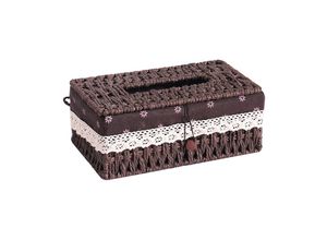 6294119130312 - Qiedie - Kreative handgemachte Rattan-Taschentuchbox Heimpapier-Aufbewahrungskorb Heimdekoration Haushalts-Organizer Taschentuchbox-Kaffee