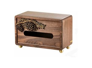 6294119130398 - Qiedie - Walnuss-Taschentuchbox mit Holzdeckel Serviettenhalter Heimdekoration Papierbox Massivholz-Papierbox für Servietten