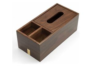 6294119130442 - Qiedie - Walnuss-Taschentuchbox mit Holzdeckel Serviettenhalter Heimdekoration Papierbox Massivholz-Papierbox für Servietten