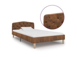 6296500952190 - Bonnevie - Bettgestell - Schlafzimmerbett - Erwachsenenbett Braun Wildleder-Optik 90x200 cm XTJTE502767