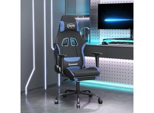 6296500957003 - Bonnevie - Gaming-Stuhl mit Fußstütze Schwarz und Blau Stoff CFW858179