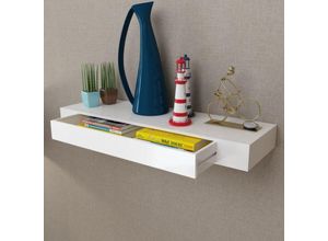 6296500975151 - Bonnevie - Wandregal Bücher DVD-Regal Hängeregal mit 1 Schublade Bücherregal für Wohnzimmer Schlafzimmer Flur Badezimmerweiß DTHFF7790494