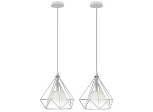 6407971257695 - Pendelleuchte Diamant Industri Stil Hängelampe mit Lampenschirm Kronleuchter mit Ø20cm Eisen Käfig Edison E27 Fassung für Loft Wohnzimmer Esszimmer