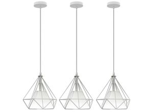 6407971257718 - Pendelleuchte Diamant Industri Stil Hängelampe mit Lampenschirm Kronleuchter mit Ø20cm Eisen Käfig Edison E27 Fassung für Loft Wohnzimmer Esszimmer