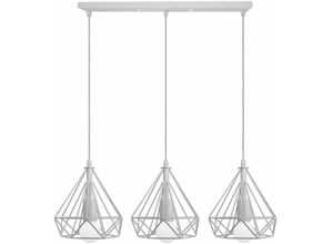 6407971258067 - Pendelleuchte 3 Flammig Vintage Hängelampe mit Diamant Form Käfig Retro Kronleuchter aus Metall für Loft Esszimmer Schlafzimmer Höhenverstellbar