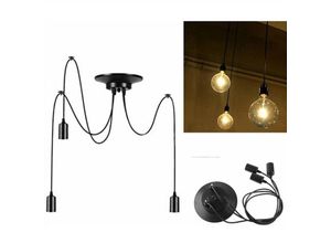 6407971258623 - Spinne Pendelleuchte 3 Flammig Vintage Hängelampe im Industraille Stil 150cm Kronleuchter Edison E27 Fassung für Loft Schlafzimmer Wohnzimmer