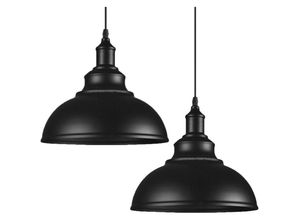 6407971259330 - Axhup - 2x Industrial Pendelleuchte Metall E27 Kronleuchter in Kürbisform 29cm Vintage Lüster für Schlafzimmer Küche Wohnzimmer - Schwarz