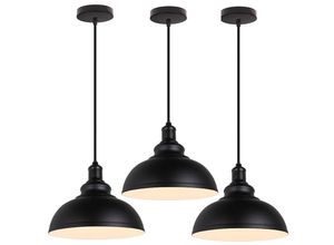 6407971260244 - 3er Pendelleuchte Vintage Kuppel Hängelampe Industrielle Hängelampe mit Ø29cm Lampenschirm Edison für Loft Bar Wohnzimmer Esszimmer (Schwarz & Weiß)