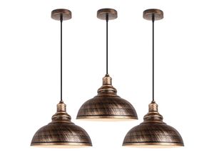 6407971260275 - Axhup - 3er Pendelleuchte Vintage Kuppel Hängelampe Industrielle Hängelampe mit Ø29cm Lampenschirm Edison für Loft Bar Wohnzimmer Esszimmer (Bronze)