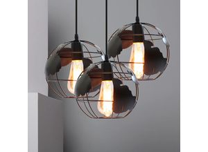 6407971260411 - Axhup - Pendelleuchte Vintage Stil-Industri Hängeleuchten im Ø20 cm Globus Design Decken Lampe Kugel E27 für Wohnzimmer Esszimmer Flur Schwarz
