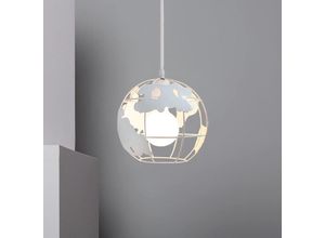 6407971260428 - Axhup - Pendelleuchte Vintage Stil-Industri Hängeleuchten im Ø20 cm Globus Design Decken Lampe Kugel E27 für Wohnzimmer Esszimmer Flur Weiß - 1PCS