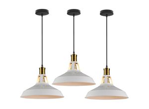 6407971260527 - Axhup - 3er Pendelleuchte Lampenschirm Vintage Hängelampe aus Metall Edisen E27 Lampe für Loft Esszimmer Wohnzimmer Flur (Weiß)