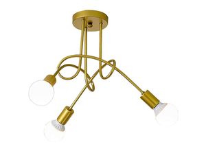 6407971261074 - Axhup - Deckleuchte 3 Flammig Vintage Industriell Stil Deckenlampe Spinne Eisen Kronleuchter mit E27 Fassung Innen für Wohnzimmer Schlafzimmer (Gold)