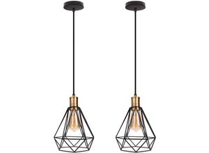 6407971261845 - Axhup - 2er Pendelleuchte Diamant 1 Flammig Kronleuchter mit Ø20cm Käfig Hängelampe im Retro Look Bronze Fassung für Wohnzimmer Esszimmer (Schwarz) 6407971261845 - Axhup - 2er Pendelleuchte Diamant 1 Flammig Kronleuchter mit Ø20cm Käfig Hängelampe im Retro Look Bronze Fassung für Wohnzimmer Esszimmer (Schwarz)