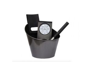 6410082666805 - Black Steel Sauna Zubehörset Saunakübel Kelle Thermo-Hygrometer Edelstahl SA007 - Harvia