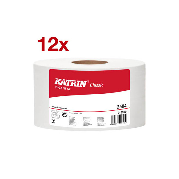 6414301002504 - KATRIN Gigant Toilettenpapier S 150 m Qualitative Jumborolle Toilettenpapier (Gigant) für alle öffentliche Bereiche 1 Paket = 12 Rollen à 1200 Blatt