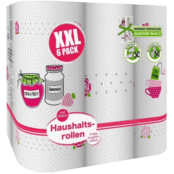 6414301052219 - AKTION Küchenrollen XXL PACK 3-lagig 5x 6 Rollen + GRATIS Zeller Küchenrollenhalter Edelstahl