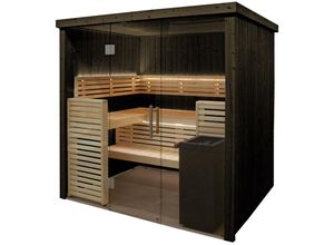 6417659032438 - Harvia - Fenix 1620S Sauna Saunakabine aus Fichte schwarz Indoor-Sauna 206 x 160 x 201 cm