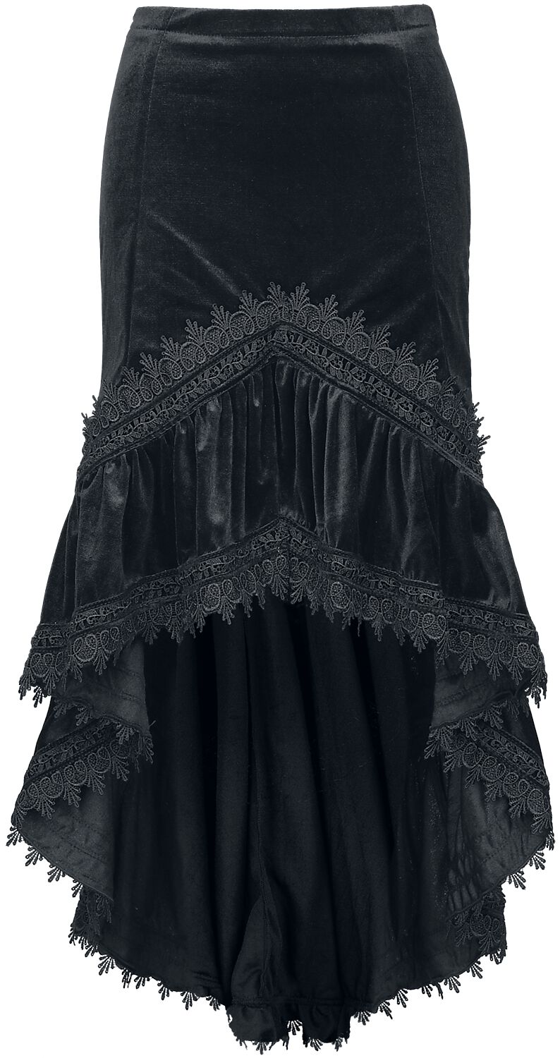 6426013798712 - Vokuhila Skirt Mittellanger Rock schwarz in XXL