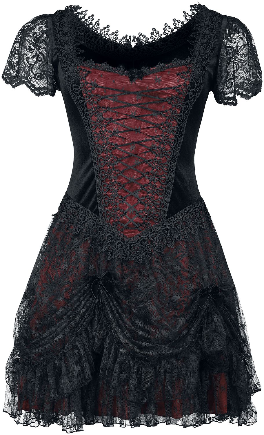 6426013974918 - Minidress Kurzes Kleid schwarz rot in XS 6426013974918 - Minidress Kurzes Kleid schwarz rot in XS