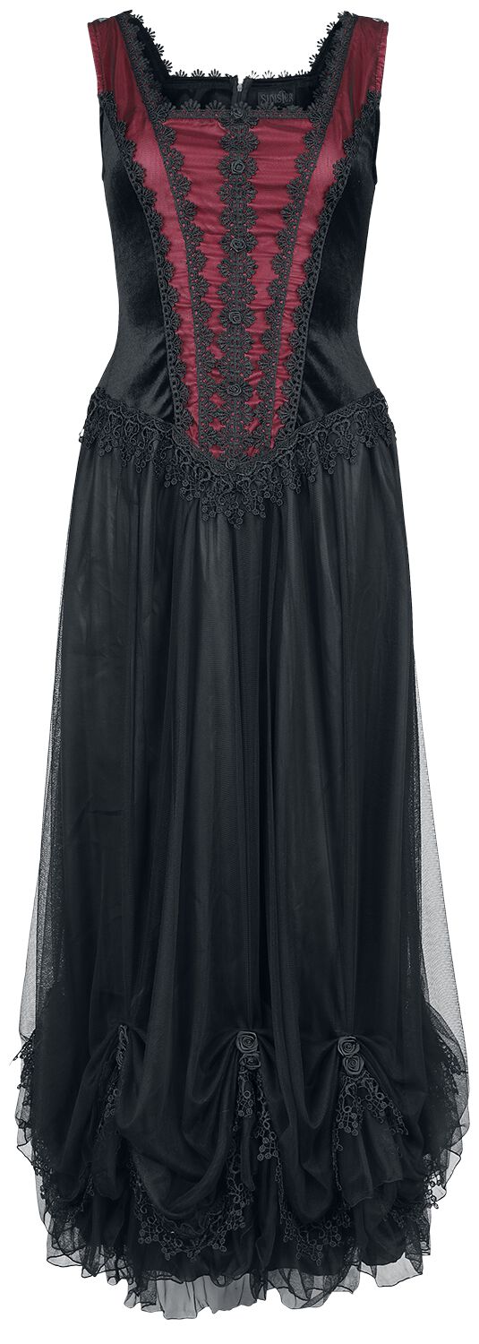 6426017935953 - Gothic Longdress Langes Kleid schwarz rot in XXL