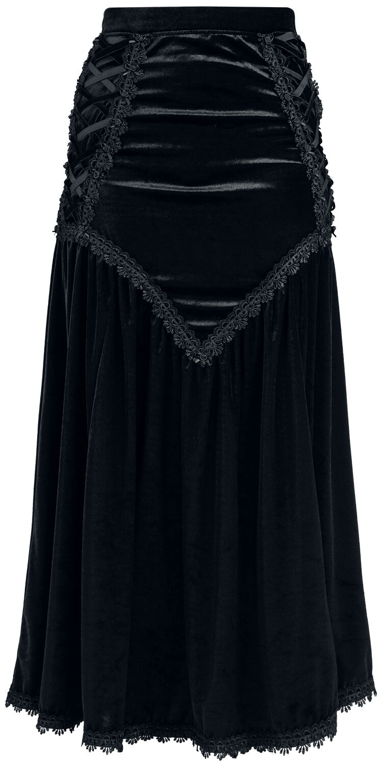 6426017961914 - Gothic Longskirt Langer Rock schwarz in S