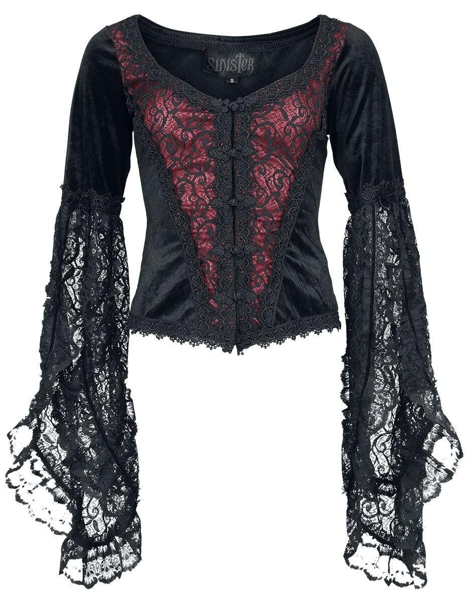 6426017980946 - Gothic Longsleeve Langarmshirt schwarz rot in S