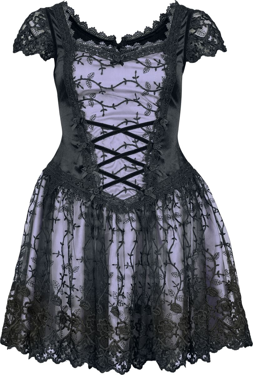 6426022084035 - Gothic Short Dress Kurzes Kleid schwarz lila in M 6426022084035 - Gothic Short Dress Kurzes Kleid schwarz lila in M