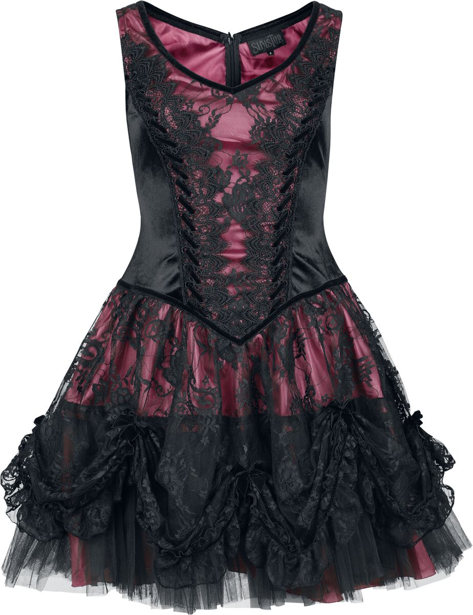 6426022153168 - Gothic Short Dress Kurzes Kleid schwarz pink in XL 6426022153168 - Gothic Short Dress Kurzes Kleid schwarz pink in XL