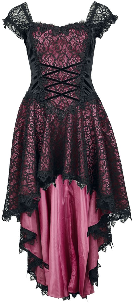 6426022257248 - Gothic Dress Mittellanges Kleid schwarz pink in S