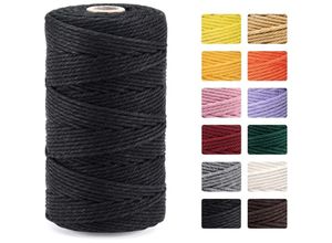 6429032741141 - 1 Stück buntes Baumwollseil 3 mm x 100 m handgewebtes Baumwollseil natürlicher Baumwollfaden zum Stricken von Hängepflanzen DIY-Dekor