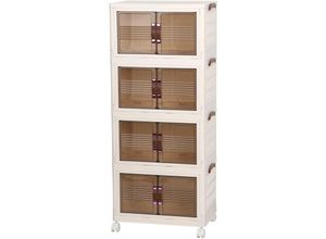 6434791487469 - Schrank-Organizer Aufbewahrungsbox mit Deckel 4-lagig stapelbare zusammenklappbare Aufbewahrungsbehälter Lagerschrank mit Rädern sichtbarer