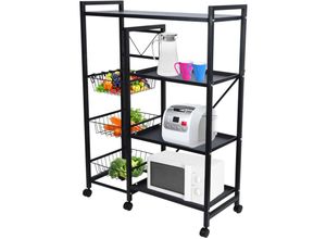 6434791496577 - ServierwagenGemüse Korb Lagerung Rack 4 Tier stapelbar Lagerung Korb mit 360-Grad-Räder Küche Bäcker Rack Gewürzregal Mikrowelle Organizer