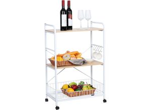 6434791509000 - 3 Etagen Bücherregal Modernes Metall-Bücherregal mit Seitenzaun Snack-Storage-Organizer Bücherregal Küchenständer-Mikrowellenwagen Kaffeewagen