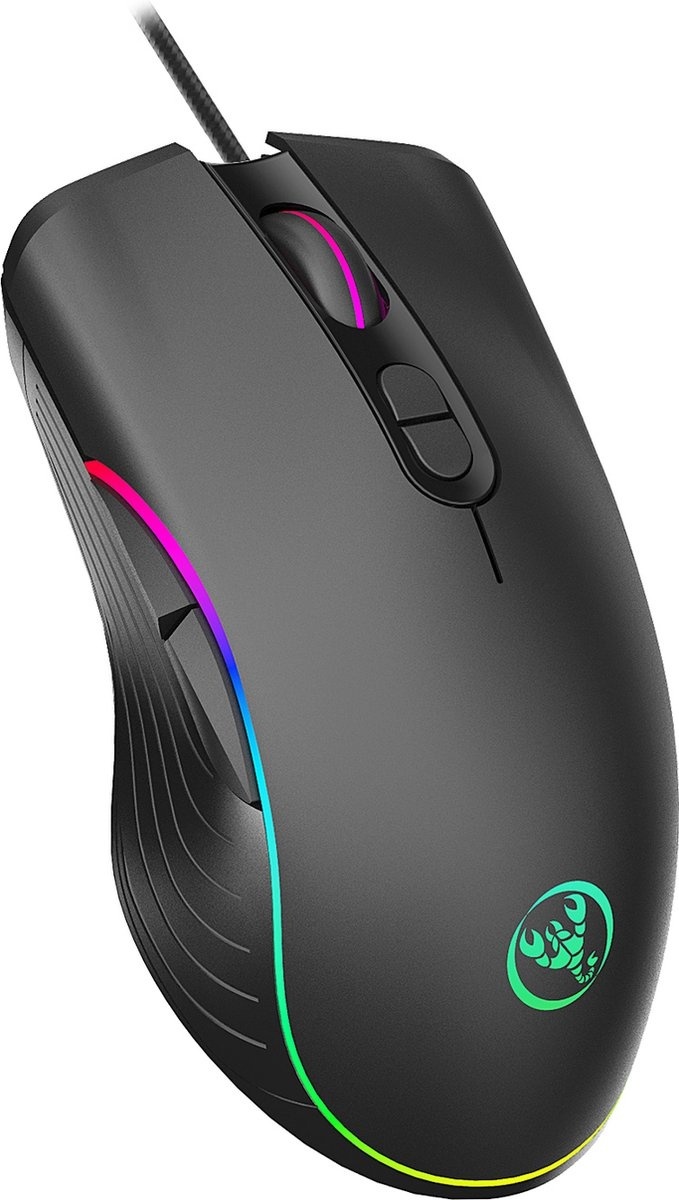 6438092044031 - HXSJ A867 Optische Gaming-Maus - RGB-Beleuchtung - Ergonomie - 8000 DPI - Schwarz