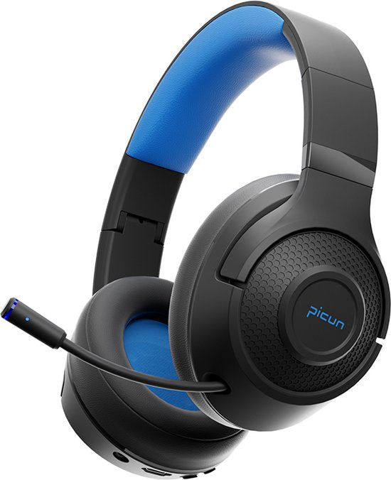 6438092045533 - Picun BG-01 Kabellose Kopfhörer - Gaming-Headset - Over-Ear - Doppelte Modus (Verkabelt Bluetooth) - Multiplattform - Schwarz Blau