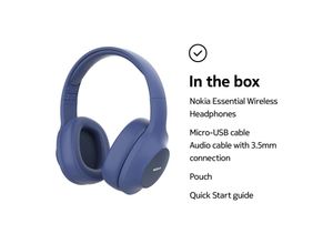 6438409033642 - E-1200 Essential Wireless Kopfhörer Over-Ear mit Faltbarem Kopfbügel Bluetooth 50 Kompatibel 40 Stunden Spielzeit Blau