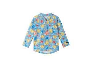 6438557060972 - - UV-Badeshirt TUVALU BLUMEN in frozen blue Gr74